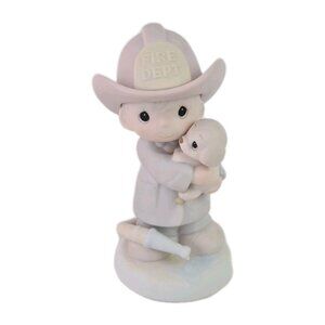 Precious Moments 102393 Love Rescued Me Fire Dept & Puppy Porcelain Figurine